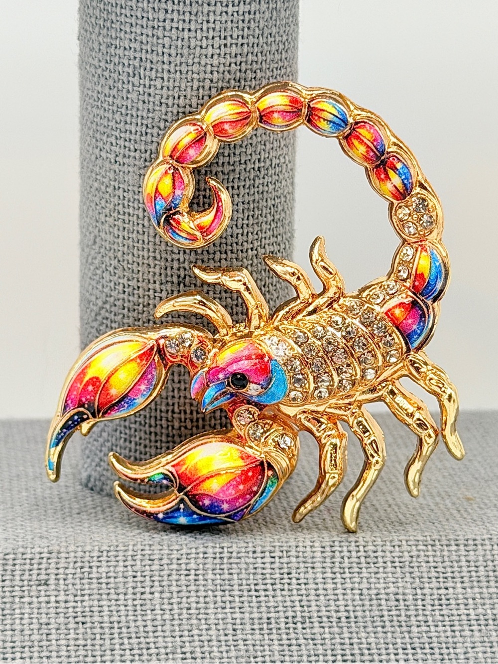 Colorful Scorpion Brooch for Scorpio w/Rhinestones